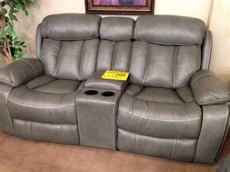 Grey Leather Dual Reclining Loveseat With White Baseball Stitching Love This Love Seat