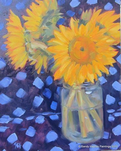 A Painting Of Sunflowers In A Mason Jar