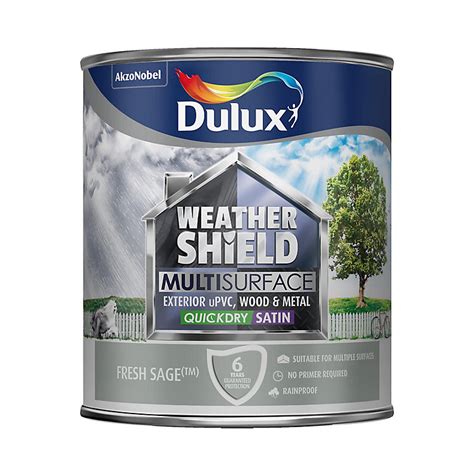 Dulux Weathershield Fresh Sage Satin Multi Surface Paint 075l Diy