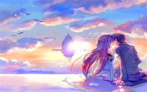 Desktop Wallpaper Anime Couple Kiss Yuuki Asuna