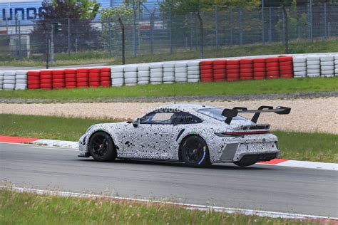 Porsche Secretly Testing New Gt Cup Racecar Swan Neck Wing Is