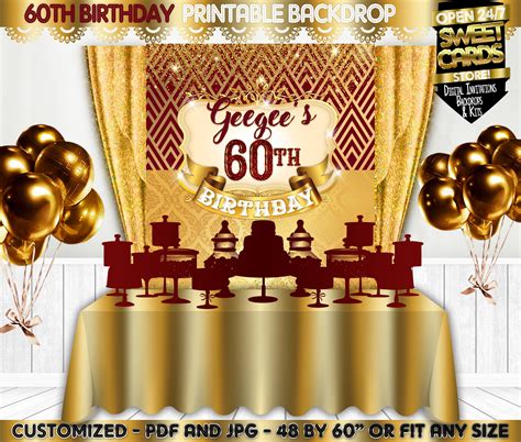 Digital File 60th Birthday Backdrop 50th Birthday Banner