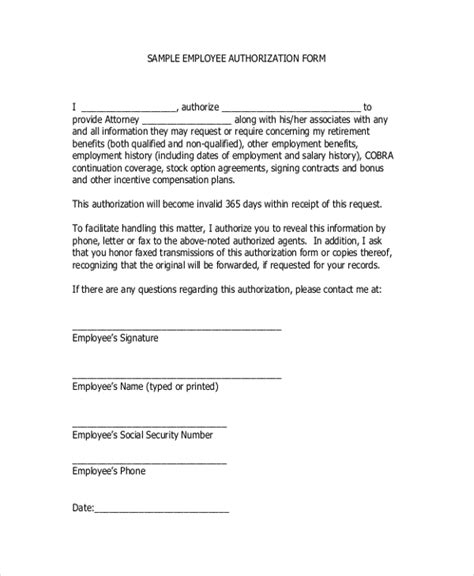 Employee Authorization Letter
