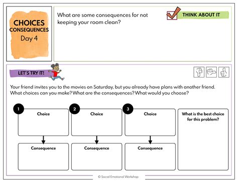 Choices And Consequences Worksheet Worksheets For Kindergarten