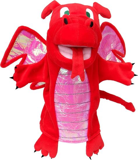 Fiesta Crafts Red Dragon Hand Puppet Toy For Kids Soft Hand