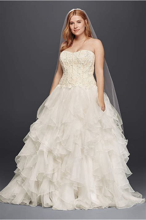 Buy cheap plus size wedding dresses at sofiehouse.co, designer plus size wedding dress on sale now! Oleg Cassini Plus Size Organza 3/4 Wedding Dress | David's ...
