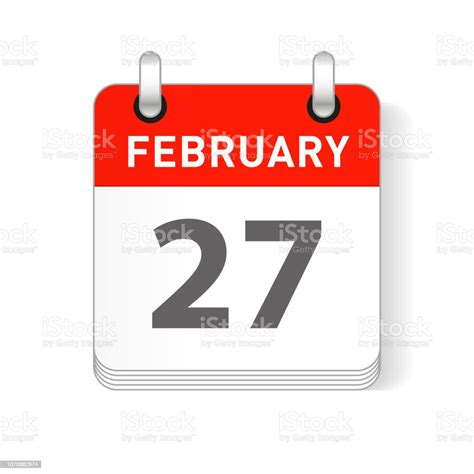 27 Februar Kalender Datum Design Stock Vektor Art Und Mehr Bilder Von