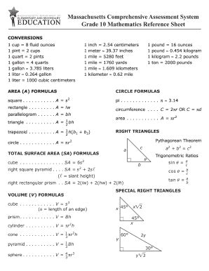 All formats available for pc, mac, ebook readers and other mobile devices. Fillable Online MCAS Grade 10 Math Reference Sheet 2018 Fax Email Print - PDFfiller