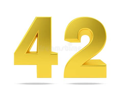 Gold Metal Number 42 Forty Two Isolated On White Background 3d