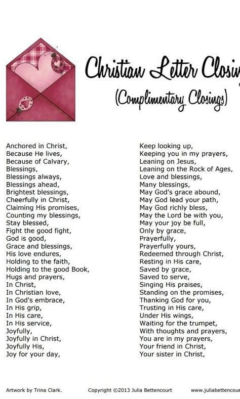 Closing off with a signature. Christian Letter Closing | Stuff to Try | Pinterest ...