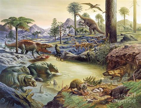 Illustration Photograph Triassic Landscape By Publiphoto Prehistoric