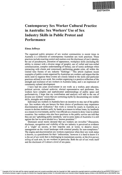 pdf contemporary sex worker cultural practice in australia sex workers use of sex industry