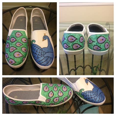 Peacock Shoe Shoes Hand Painted Custom Shoe Paint Chelsart