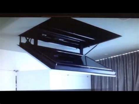 Some tvs have vesa mounting holes in the center of the tv chassis, others on the bottom section. Motorized flip down flat screen TV ceiling mount - YouTube