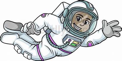 Astronaut Clipart Cartoon Space Floating Flying Female