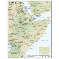 Detailed map of Horn of Africa with relief - 1972 | Horn of Africa