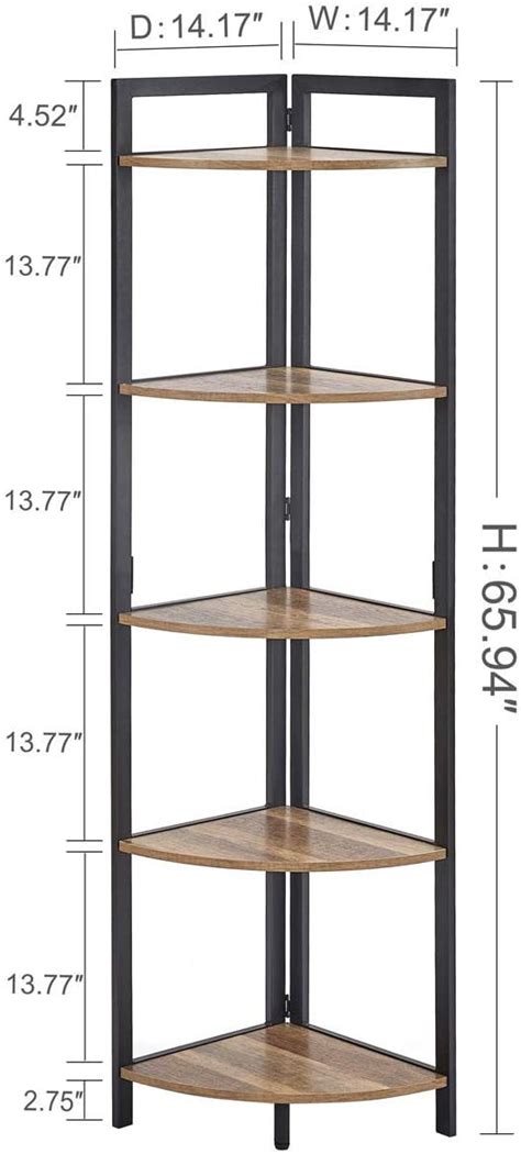 Buy Fatorri Industrial Corner Shelf 5 Tier Tall Corner Bookshelf Wood