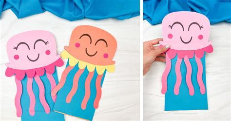 Jellyfish Paper Bag Puppet Craft For Kids Free Template