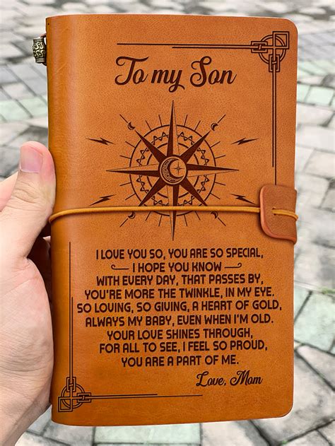These are the gifts that would mean the world to me this mother's day: Leather Journal Mom to Son - I Love You So, Gift for Son ...