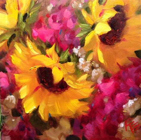 Sunflowers Stock Ii Original Fine Art By Krista Eaton Hydrangea