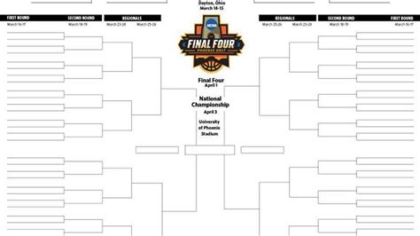 Download And Print A 2017 Ncaa Mens Basketball Tournament Bracket Tv