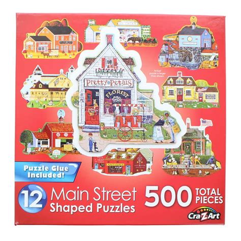 Main Street 12 Mini Shaped Jigsaw Puzzles 500 Color Coded Pieces