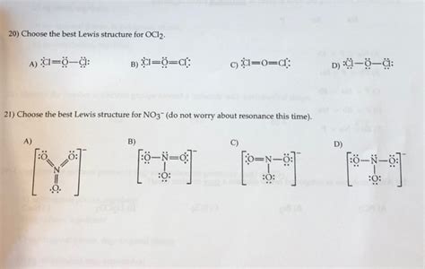 Solved: 20) Choose The Best Lewis Structure For OCl2. 21 ...