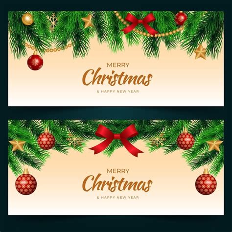 Free Vector Watercolor Horizontal Christmas Banners Set