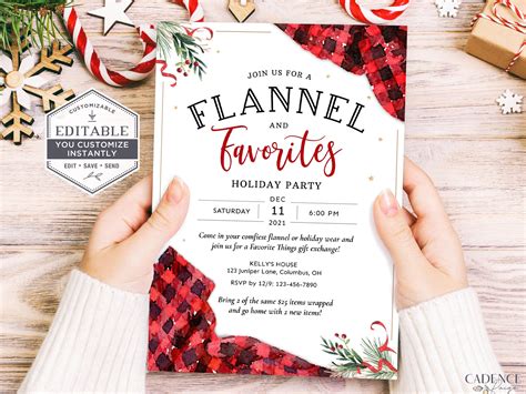 Favorite Things Party Invitation Flannel And Favorites Etsy