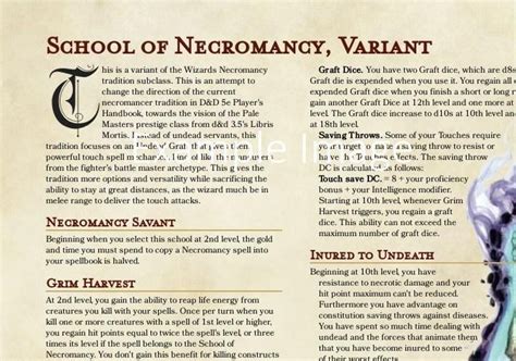 Dandd 5e School Of Necromancy Variant Wizard Tradition By Ltkiki R