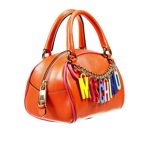 Lyst - Moschino Handbag Bag 2 Handles Small Leather With Logo Lettering in Orange