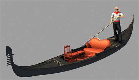 Gondola Boat Boatman 3d Model