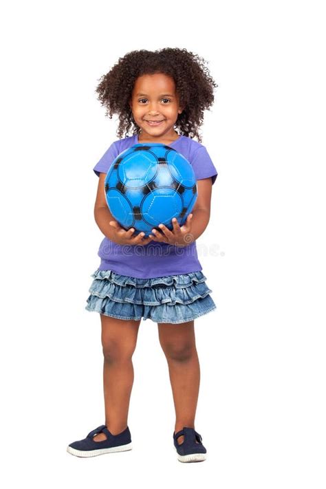 Adorable African Little Girl With Soccer Ball Stock Photo Image Of