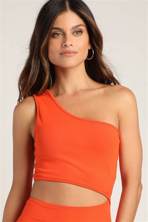 Orange Midi Dress Ribbed One Shoulder Dress Cutout Dress Lulus