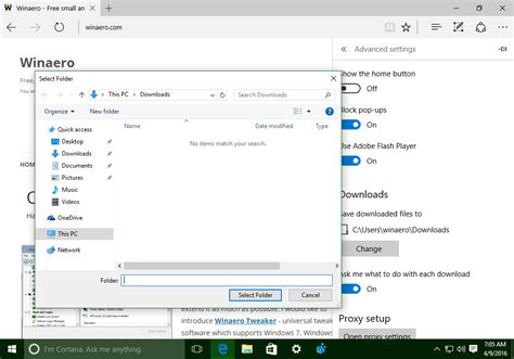 Change The Default Downloads Location In Edge With Anniversary Update
