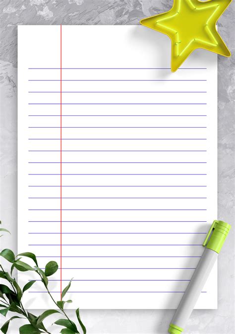 Printable lined paper in fashion colors, themes, and sizes: Download Printable Lined Paper Template - Wide Ruled 8.7mm ...