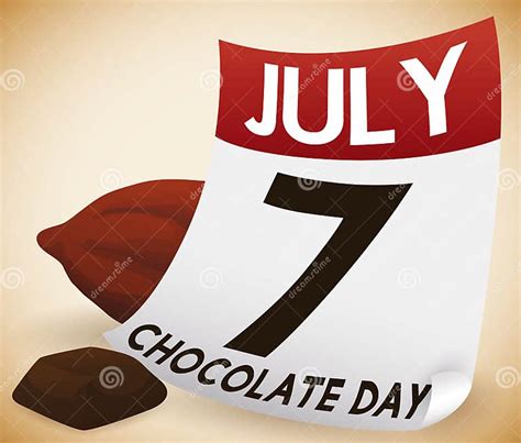 Cocoa Bean Candy And Loose Leaf Calendar For Chocolate Day Vector