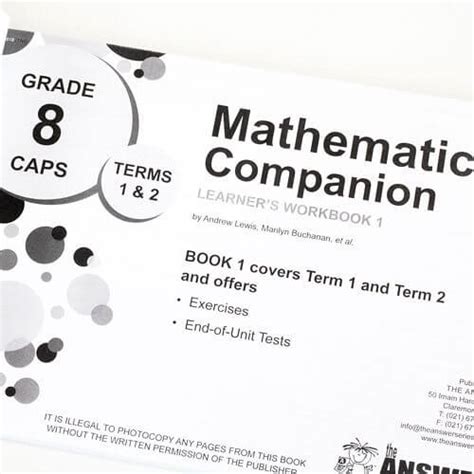 Gr 8 Maths Companion Workbook 1 Term 1 And 2 The Answer Series