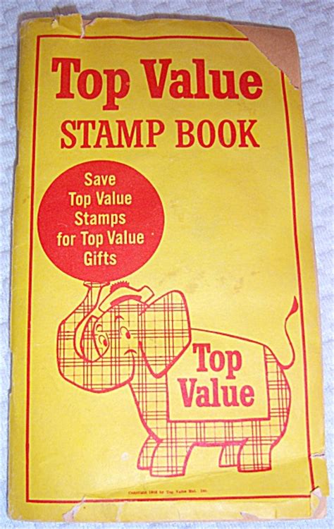 Blue stamps could be used to buy surplus food. 1955 - Vintage Top Value Stamp Book COMPLETELY Filled ...