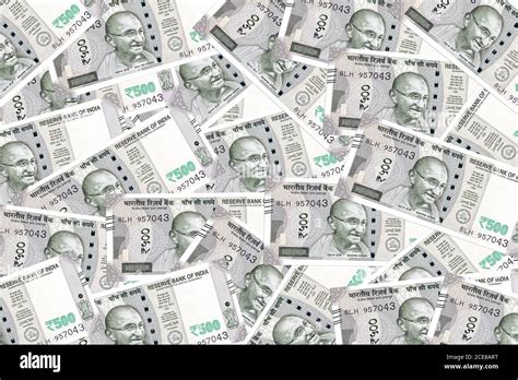 Stack Of Indian Bank Note Paper Currency 500 Rupee Paper Currency Stock