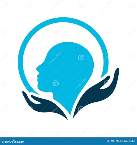 Mental Health Care Logo Vector Design Head Leaf Hand Template Icon