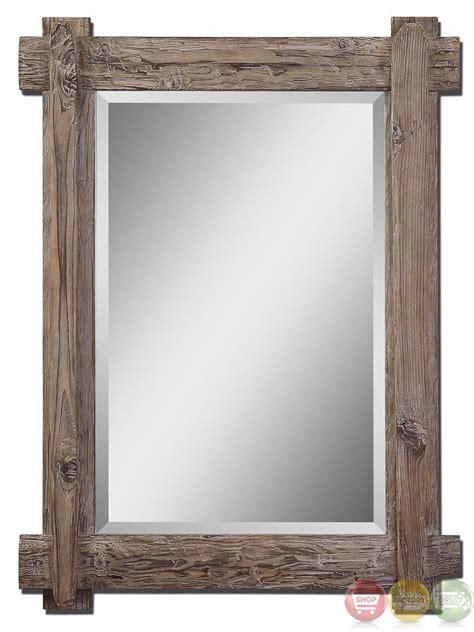 While you could take down your existing mirrors and buy wood framed. Claudio Rustic Light Walnut Stained Wood Vanity Mirror 07635