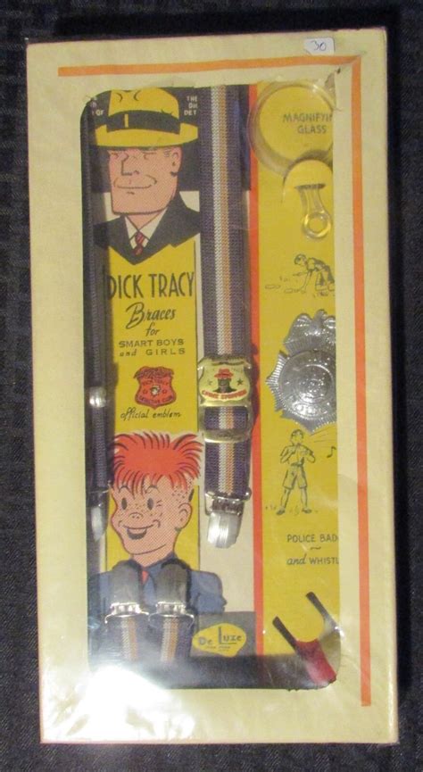 1940 S Dick Tracy Black Suspenders Braces Badge Whistle And Glass Mib C 6 5 Deluxe Ebay