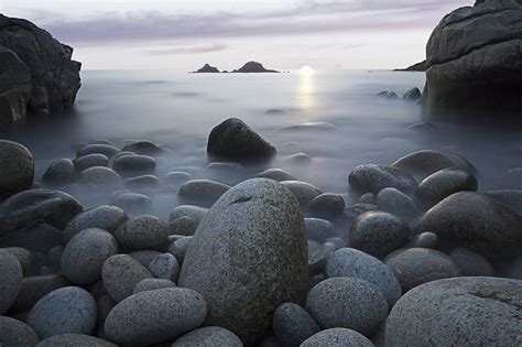 Sea With Rocks Beautiful Dark Background