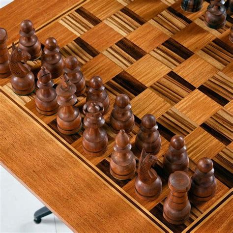 Macassar Ebony And Teak Exotic Hardwood Chess Set Table Set Chairish