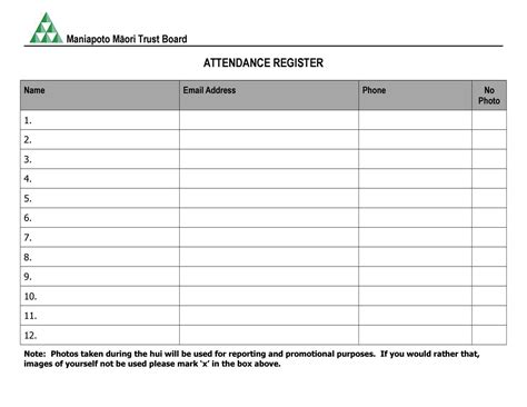 Mmtb Attendance Register Template By Maniapoto Māori Trust Board Issuu