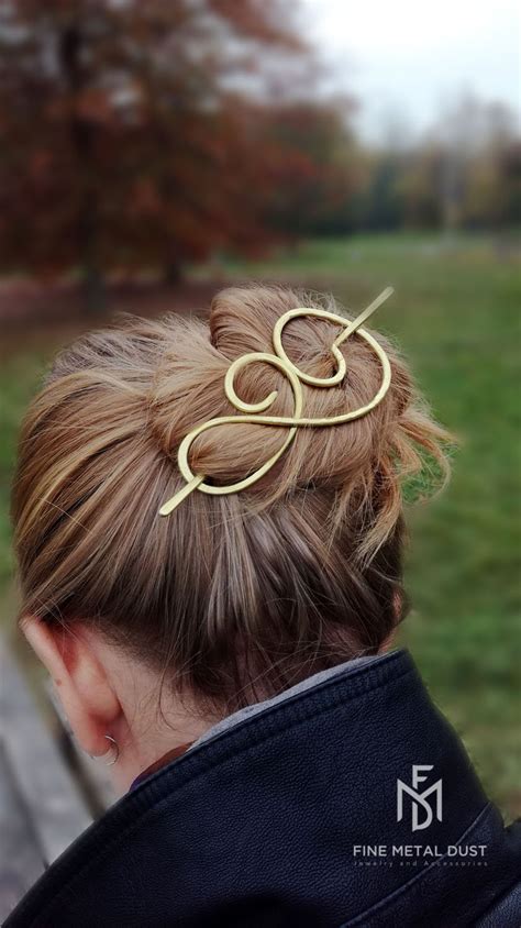 Celtic Spiral Hair Pin In Copper Or Brass Barrette Hair Holder Etsy