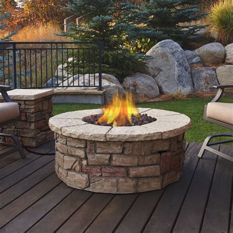 47 Buff Beige Sedona Round Outdoor Fire Pit Table