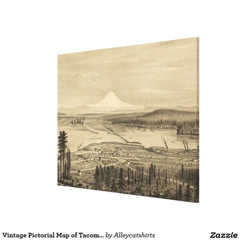Vintage Pictorial Map Of Tacoma Washington 1878 Canvas Print Zazzle