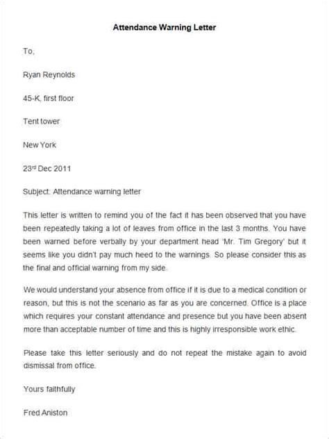 Warning Letter To Employee For Attendance Database Le Vrogue Co